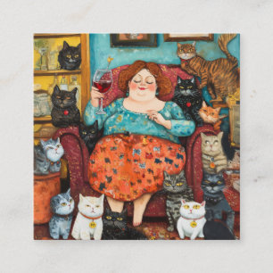 A Cozy Evening with Childless Cat Lady Square Business Card