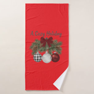 A Cozy Holiday Rustic Farmhouse Christmas Ornament Bath Towel Set