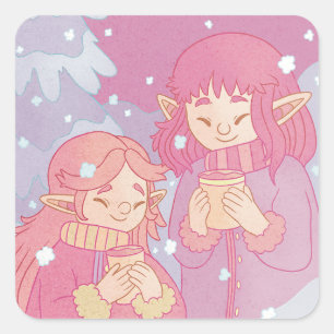 A Cozy Morning Coffee Square Sticker