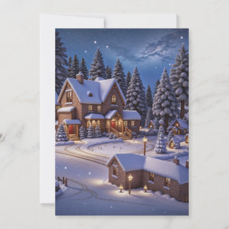 A Cozy Wintry Night Anticipating Santa Holiday Card