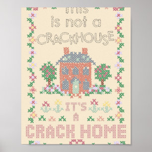 A Crack Home - cross stitch embroidery  Poster