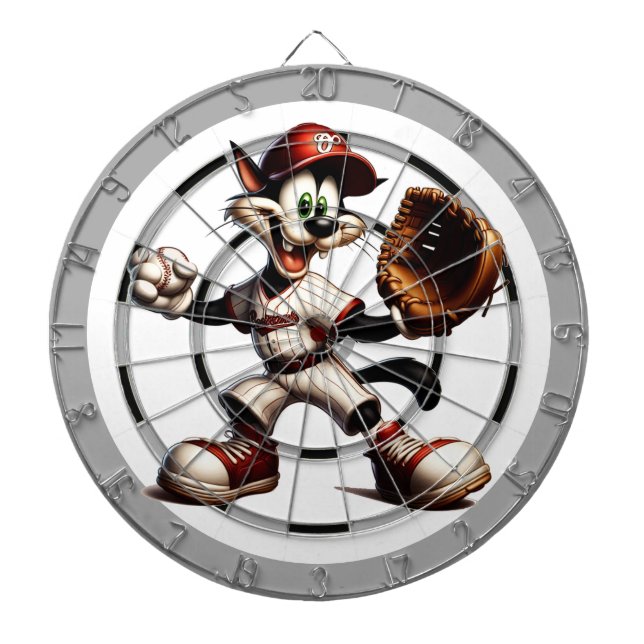 A Crazy Cat Baseball Pitcher Regulation  Dartboard (Front)