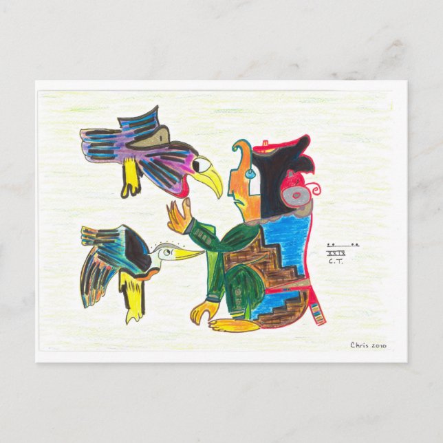 A Creator with Birds Postcard (Front)
