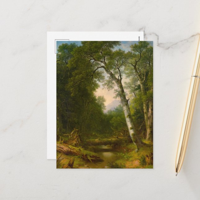 A Creek in the Woods by Asher Brown Durand Holiday Postcard (Front/Back In Situ)