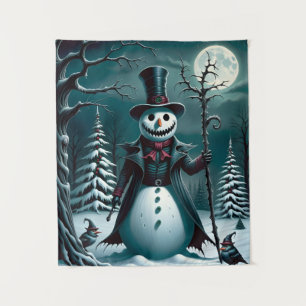 A Creepy Snowman Tapestry