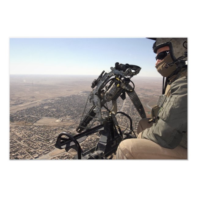 A crew chief looks for suspicious activity photo print (Front)