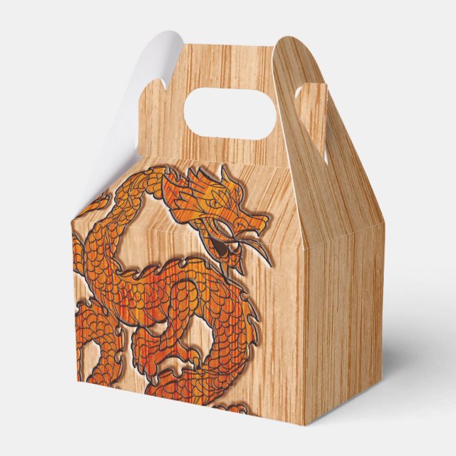 A Crimson Dragon on Bamboo like Favor Box (Front Side)