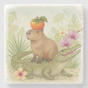 A Croc and a Carry Stone Coaster