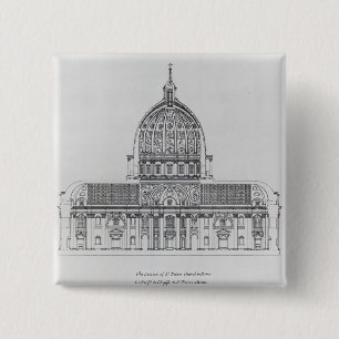 A cross-section of St. Peter's, Rome 2 Inch Square Button