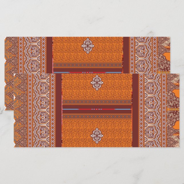 a cross stitch pattern in orange and brown menu (Front/Back)