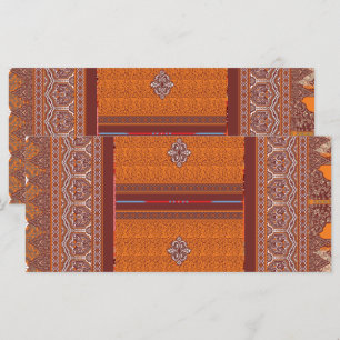 a cross stitch pattern in orange and brown menu