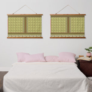 a cross stitch pattern of a vase with flowers hanging tapestry