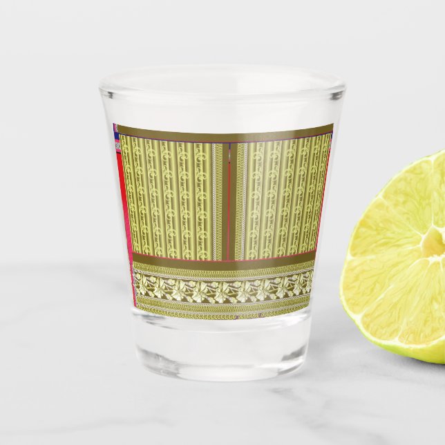  a cross stitch pattern of a vase with flowers shot glass (Front)