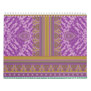 a cross stitch pattern with a purple and yellow b calendar