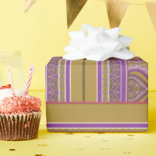 a cross stitch pattern with a purple and yellow b wrapping paper