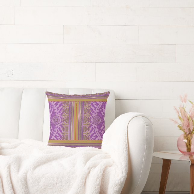a cross stitch pattern with a purple and yellow ba throw pillow (Couch)