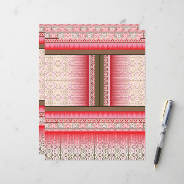 a cross stitch pattern with a red background (Front/Back In Situ)