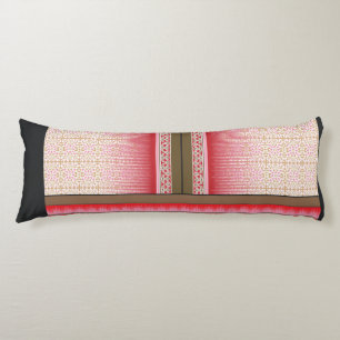 a cross stitch pattern with a red background body pillow