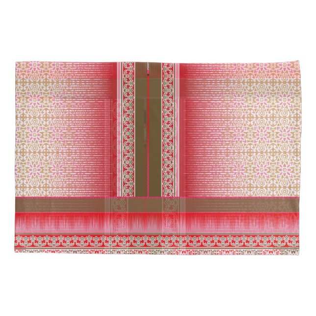 a cross stitch pattern with a red background pillowcase (Back)