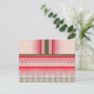 a cross stitch pattern with a red background postcard