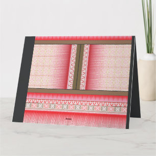 a cross stitch pattern with a red background thank you card