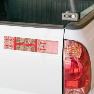 a cross stitch pattern with a red border bumper sticker