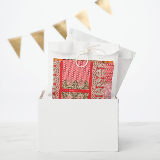 a cross stitch pattern with a red border favour bag (Party)