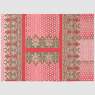 a cross stitch pattern with a red border tissue paper