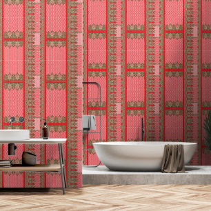 a cross stitch pattern with a red border wallpaper