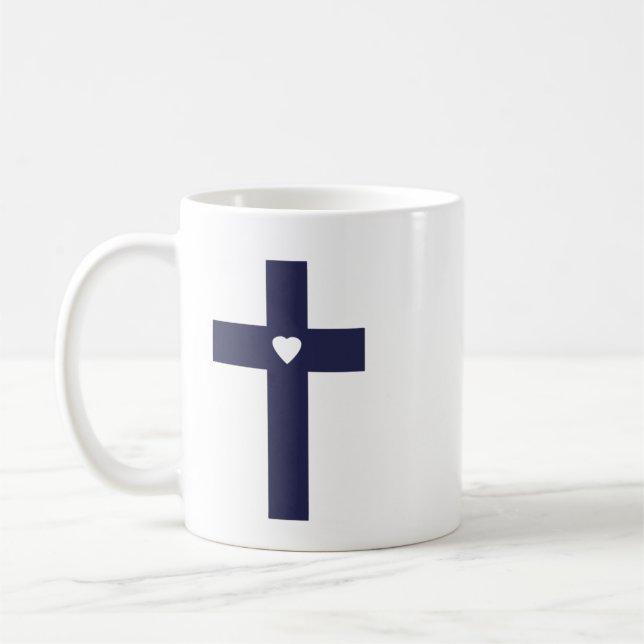 A cross with heart  coffee mug (Left)