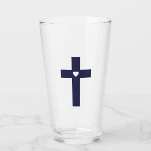 A cross with heart glass