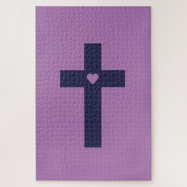 A cross with heart  jigsaw puzzle (Vertical)