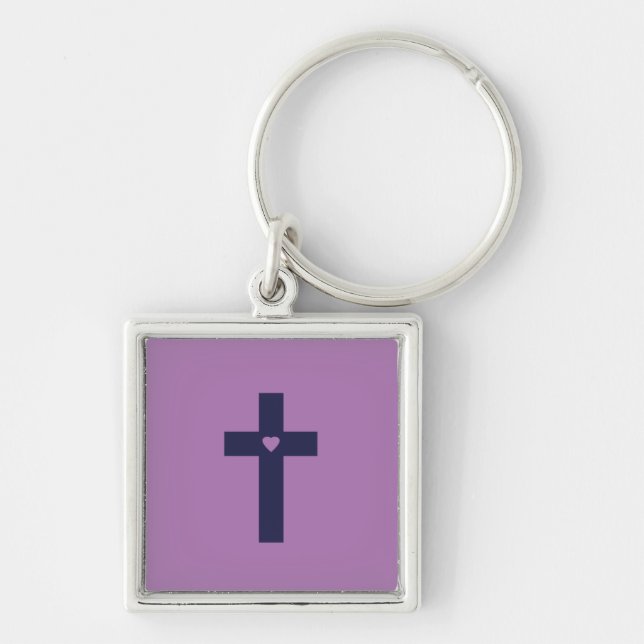A cross with heart  keychain (Front)