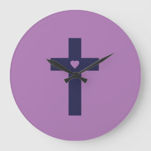 A cross with heart  large clock