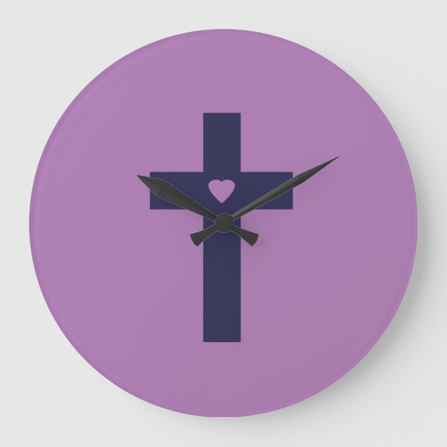 A cross with heart  large clock (Front)
