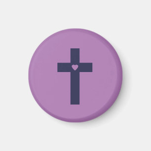 A cross with heart magnet