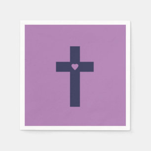 A cross with heart napkin