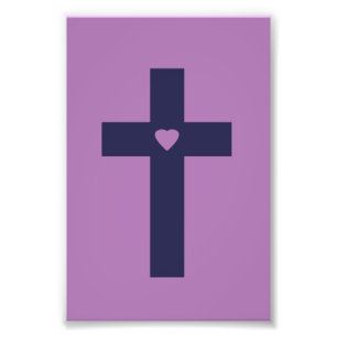 A cross with heart photo print