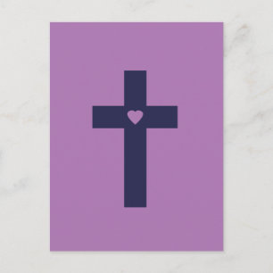A cross with heart  postcard