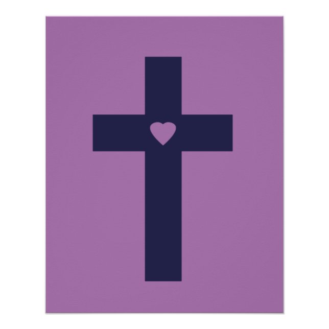 A cross with heart  poster (Front)