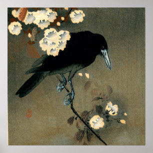 A Crow and Blossom by Ohara Koson Vintage Poster