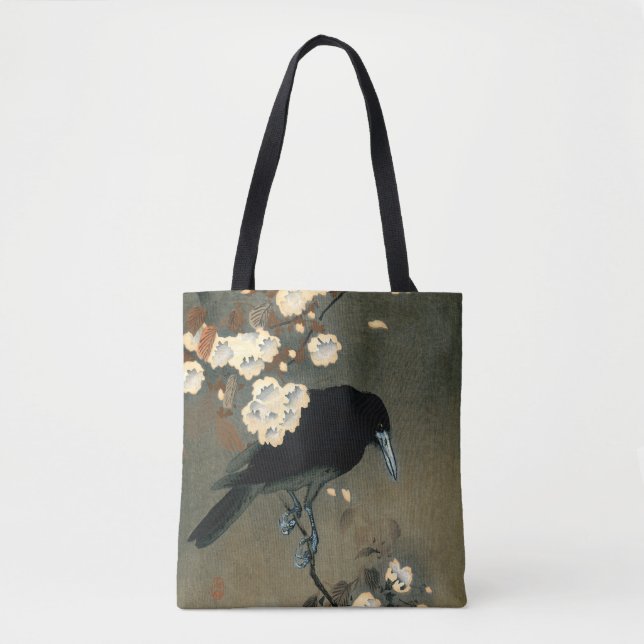 A Crow and Blossom by Ohara Koson Vintage Tote Bag (Front)