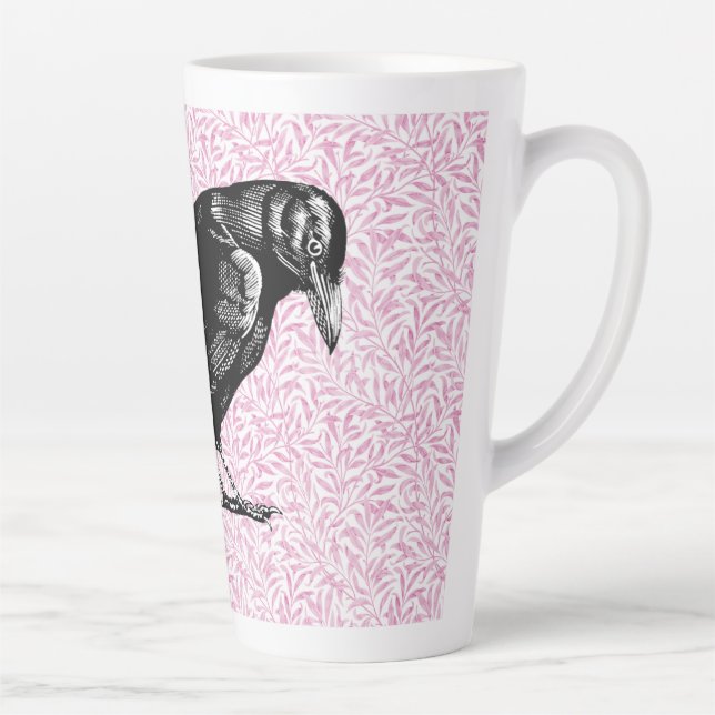 A Crow or Raven Halloween Pink and Black Latte Mug (Right)