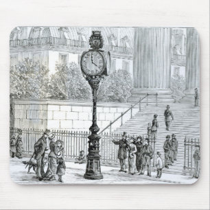 A Crowd Admires a Pneumatic Clock Mouse Pad