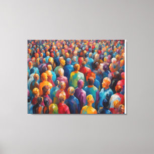A crowd of colorful people amidst a chaotic crowd. canvas print