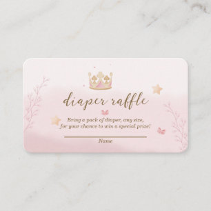 "A Crown For Princess" Pastel Shade Diaper Raffle  Enclosure Card