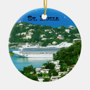 A Cruise Ship docked at St. Lucia Ceramic Ornament