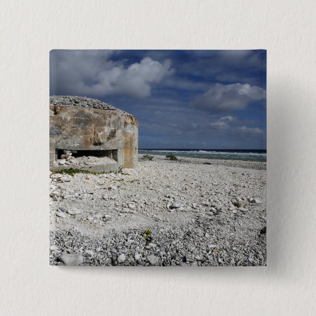 A crumbling bunker 2 inch square button (Front)