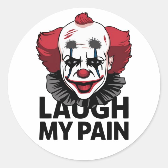 A crying clown face classic round sticker (Front)