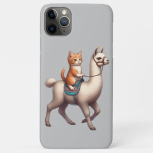 A Cuddly Kitten Riding Fluffy Llama, Cat and Llama iPhone 11 Pro Max Case
